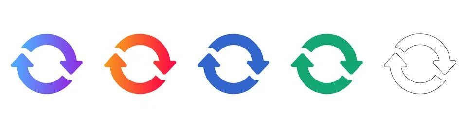Circular Refresh Arrows Icon Set Stock Illustration