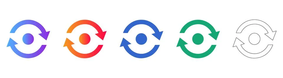 Circular Refresh Arrows Icon Set Stock Illustration