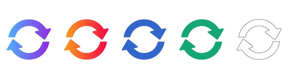 Circular Refresh Arrows Icon Set Reload and Update Symbolism Stock Illustration