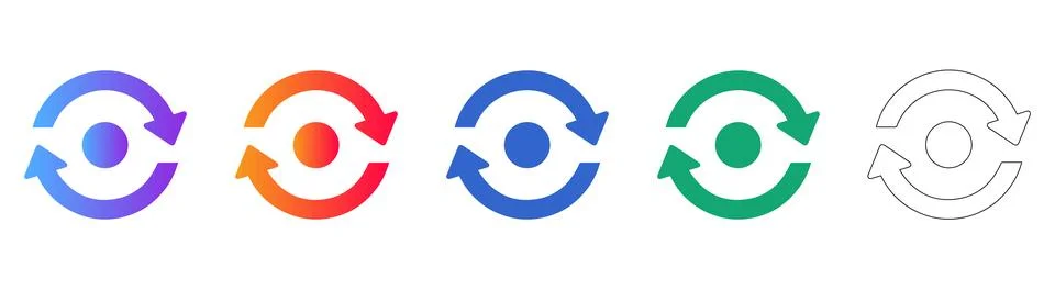 Circular Refresh Arrows Illustration Set Stock Illustration