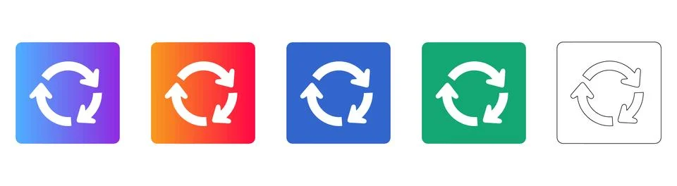 Circular Refresh Reload Arrow Icon Set Stock Illustration
