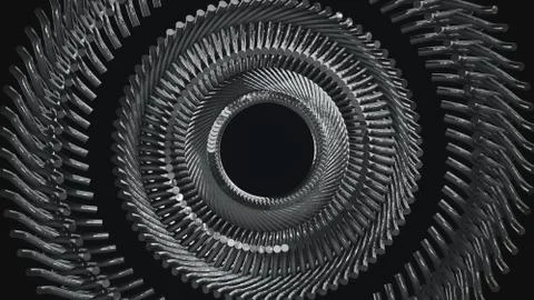 Circular repeated metal pieces pattern 3d illustration Stock Illustration