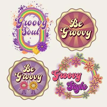 Circular retro labels with text, chamomile flowers Stock Illustration