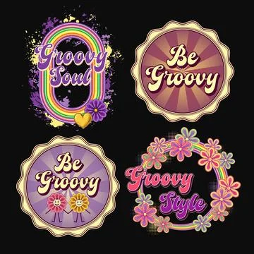 Circular retro labels with text, chamomile flowers Stock Illustration