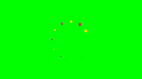 A circular ring of alternating pink and yellow pentagons on green background Video stock 340266174