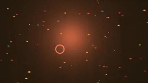 Circular Ring and Floating Dots Abstract Scene Lighting in Dim Orange Glow Stock Footage 327601707
