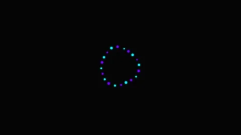 A circular ring of glowing cyan and purple particles on a black background Stock Footage 339617583