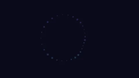 A circular ring of small glowing blue dots set against a dark black backgroun 库存影片 335149847