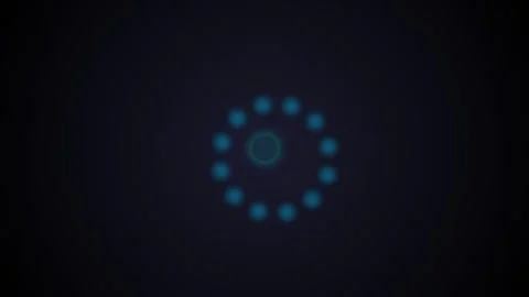 A circular ring of soft glowing blue orbs against a deep black background Video stock 339619222