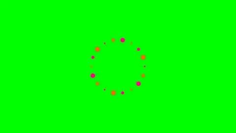 A circular ring of vibrant pink and orange dots on a solid green background Stock Footage 340264931