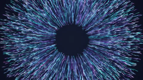 Circular ring of wavy neon light particles forming abstract energy tunnel. Vídeos de archivo 339224142