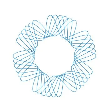Circular rosette with hypnotic effect created by thin blue lines in a guill.. Stock Illustration