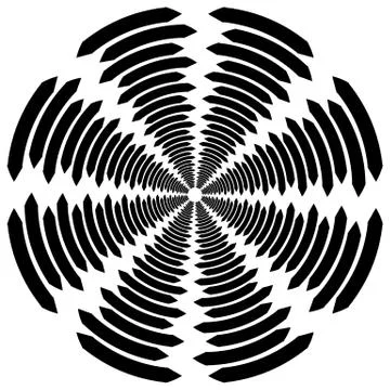 Circular, rotating spiral, vortex element, motif. Abstract geometric shape. N Stock Illustration
