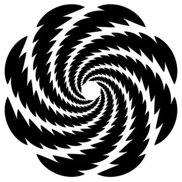 Circular, rotating spiral, vortex element, motif. Abstract geometric shape. N Stock Illustration