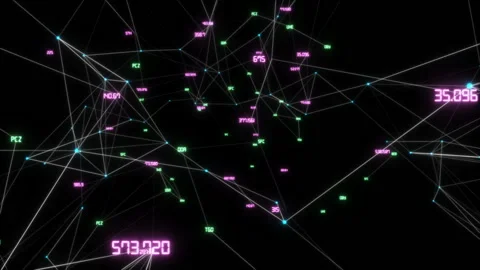 Circular rotation around a working network.Abstract digital data plexus nodes Stock Footage 99560877