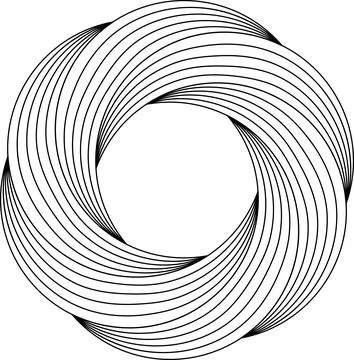 Circular rotation flower pattern swirling finer lines ring template Stock Illustration