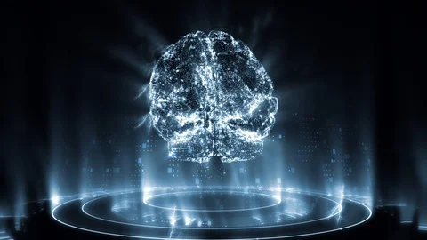 Circular rotation polygonal brain shape Stock Footage 93086784