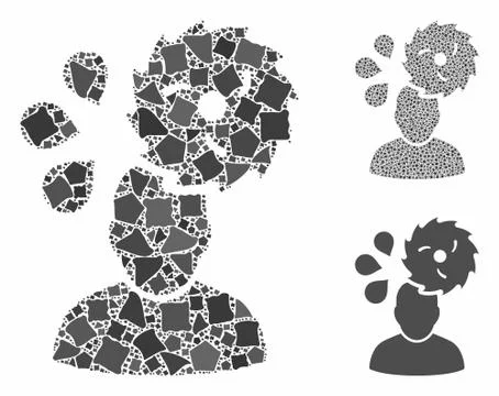 Circular saw accident Composition Icon of Bumpy Pieces Stock Illustration