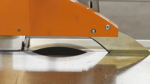 Circular saw in action, carpenter cutting out chipboard Stock Footage 106622076