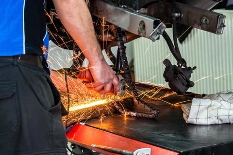 Circular saw in action Stock Photos