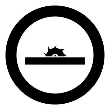 Circular saw bench table wheel blade carpentry workshop concept icon in cir.. Stock Illustration