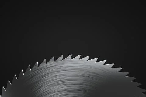 Circular saw blade close-up. Dark background. Foto stock