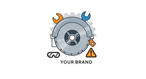 Circular saw blade with construction tools icon Stock Illustration