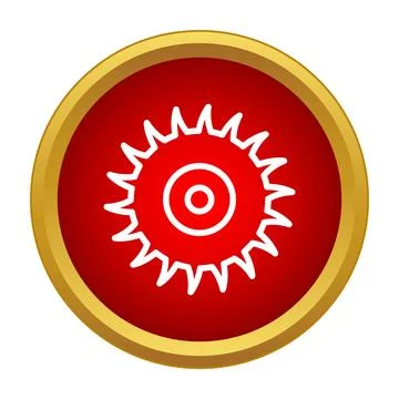 Circular saw blade icon on red button Stock Illustration