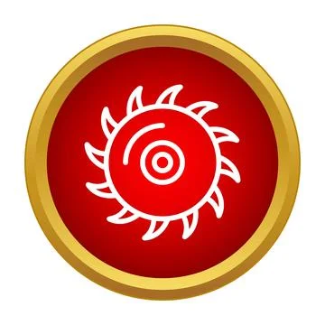 Circular saw blade icon on red gold button Stock Illustration