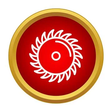 Circular saw blade icon on red button Ilustración de archivo