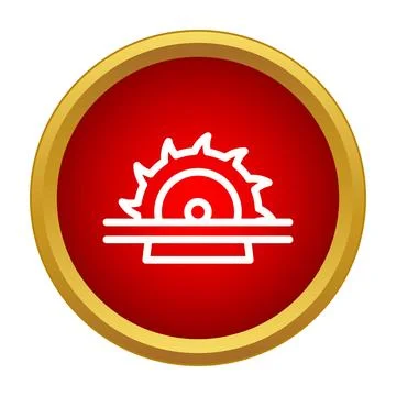 Circular saw blade icon on red button construction Ilustración de archivo