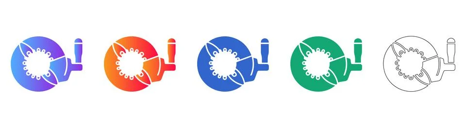 Circular Saw Blade Vector Icon Set Stock Illustration