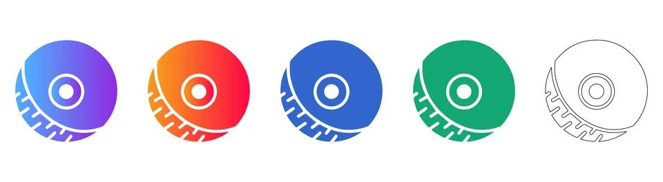 Circular Saw Blade Vector Icon Set Stock Illustration