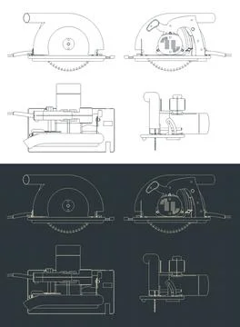 Circular saw blueprints Stock Illustration