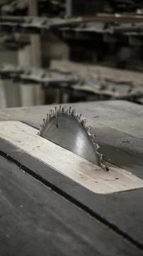 Circular saw in a carpentry workshop Stock Photos