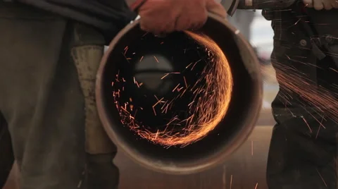 Circular Saw cuts a metal pipe Stock-Footage 54155260