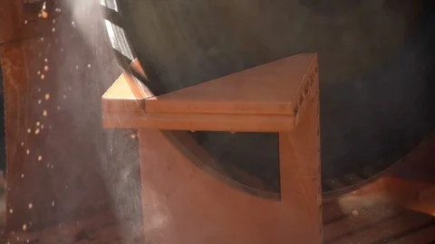 A circular saw cuts the red brick close-up Stock Footage 121715453