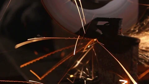 Circular saw cutting metal Stock Footage 70618491