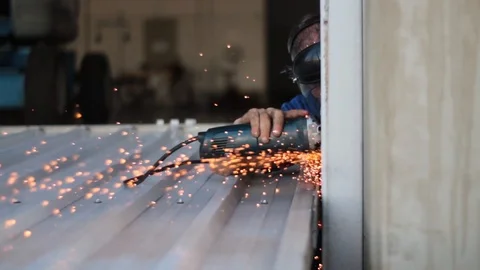 Circular saw cutting metal Stock Footage 88644812