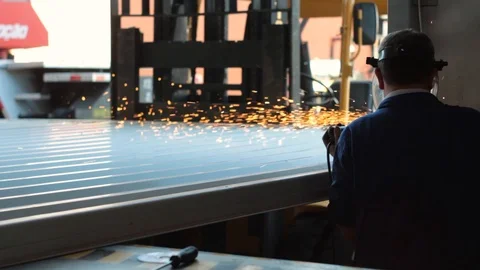 Circular saw cutting metal Stock Footage 88644813
