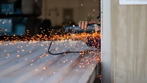 Circular saw cutting metal Stock Footage 88644816