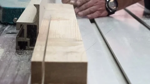 Circular saw. The disc starts to work. Wooden sawing Stock Footage 74326382