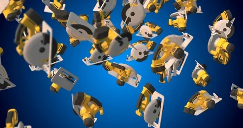 Circular saw falling slow motion Stock Footage 99072604