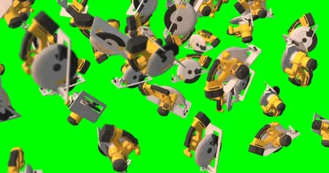 Circular saw falling slow motion Stock Footage 99072706