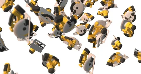 Circular saw falling slow motion Stock Footage 99072889