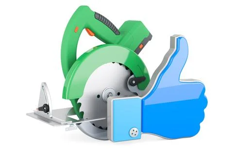 Circular saw with like icon, 3D rendering Ilustración de archivo