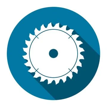 Circular saw icon with long shadow black,Simple design style.vector illustrat Stock Illustration