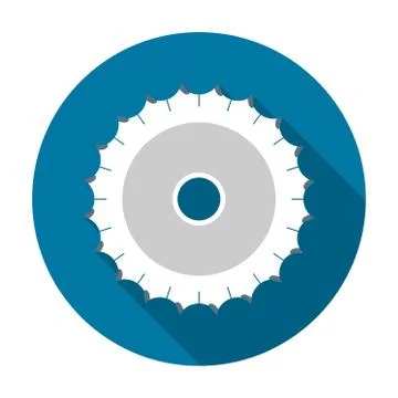 Circular saw icon with long shadow black,Simple design style.vector illustrat Stock Illustration