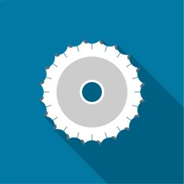 Circular saw icon with long shadow black,Simple design style.vector illustrat Stock Illustration