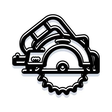 Circular saw icon representing construction and woodworking tools Stock Illustration